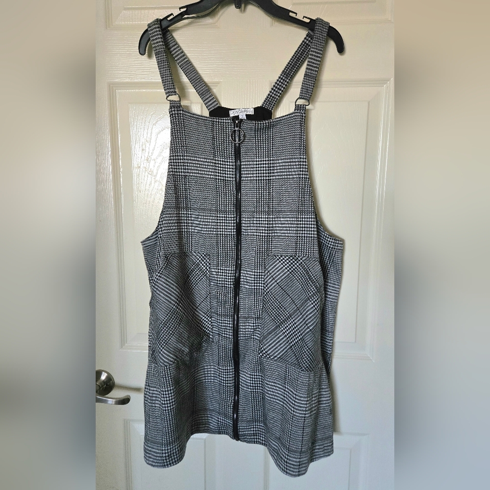 Black and White Plaid Pinafore Dress